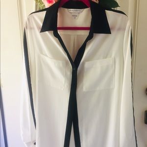 Color Block semi sheer blouse